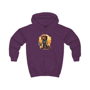 minecraft character with an axe Kids Hoodie