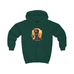 minecraft character with an axe Kids Hoodie