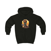 minecraft character with an axe Kids Hoodie