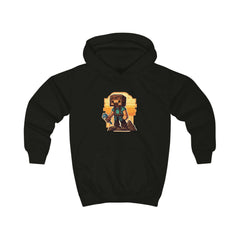 minecraft character with an axe Kids Hoodie