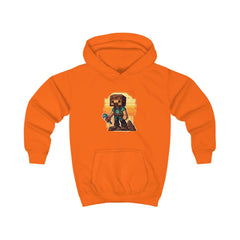 minecraft character with an axe Kids Hoodie