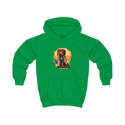 minecraft character with an axe Kids Hoodie