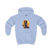 minecraft character with an axe Kids Hoodie