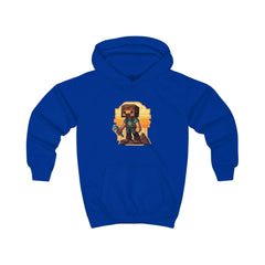 minecraft character with an axe Kids Hoodie