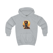 minecraft character with an axe Kids Hoodie