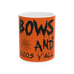 Bows and Boos Y’all Orange Halloween Mug, 11oz